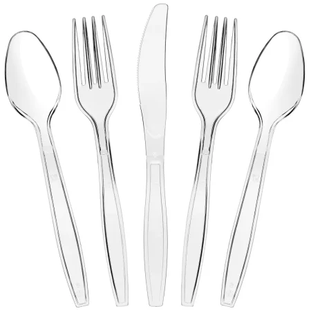 180-Count Ultra Clear Plastic Silverware, Disposable Cutlery Utensils Set: Spoons, Forks & Knives, Heavy Duty Flatware for Parties & Events